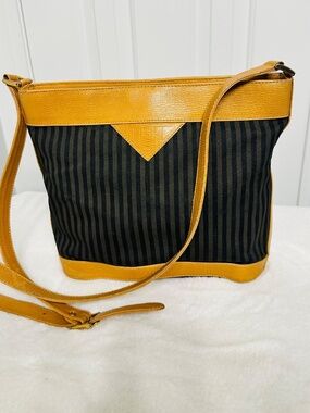 Vintage Fendi Pequin Stripe Crossbody Bag (Made in Italy)